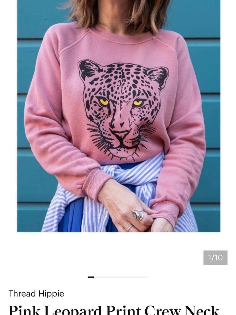 Pink Leopard Print Crew Neck Sweater